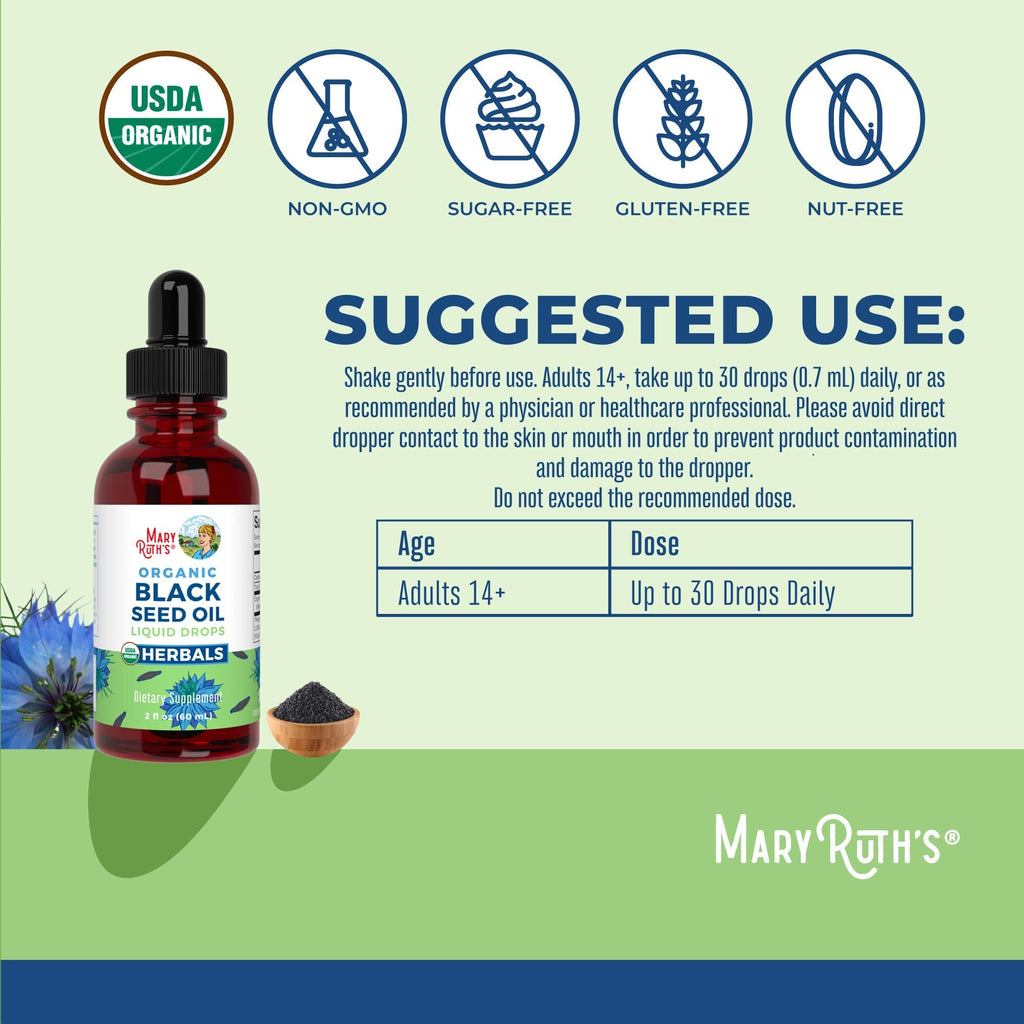 Organic Black Seed Oil Liquid Drops Suggested Use
