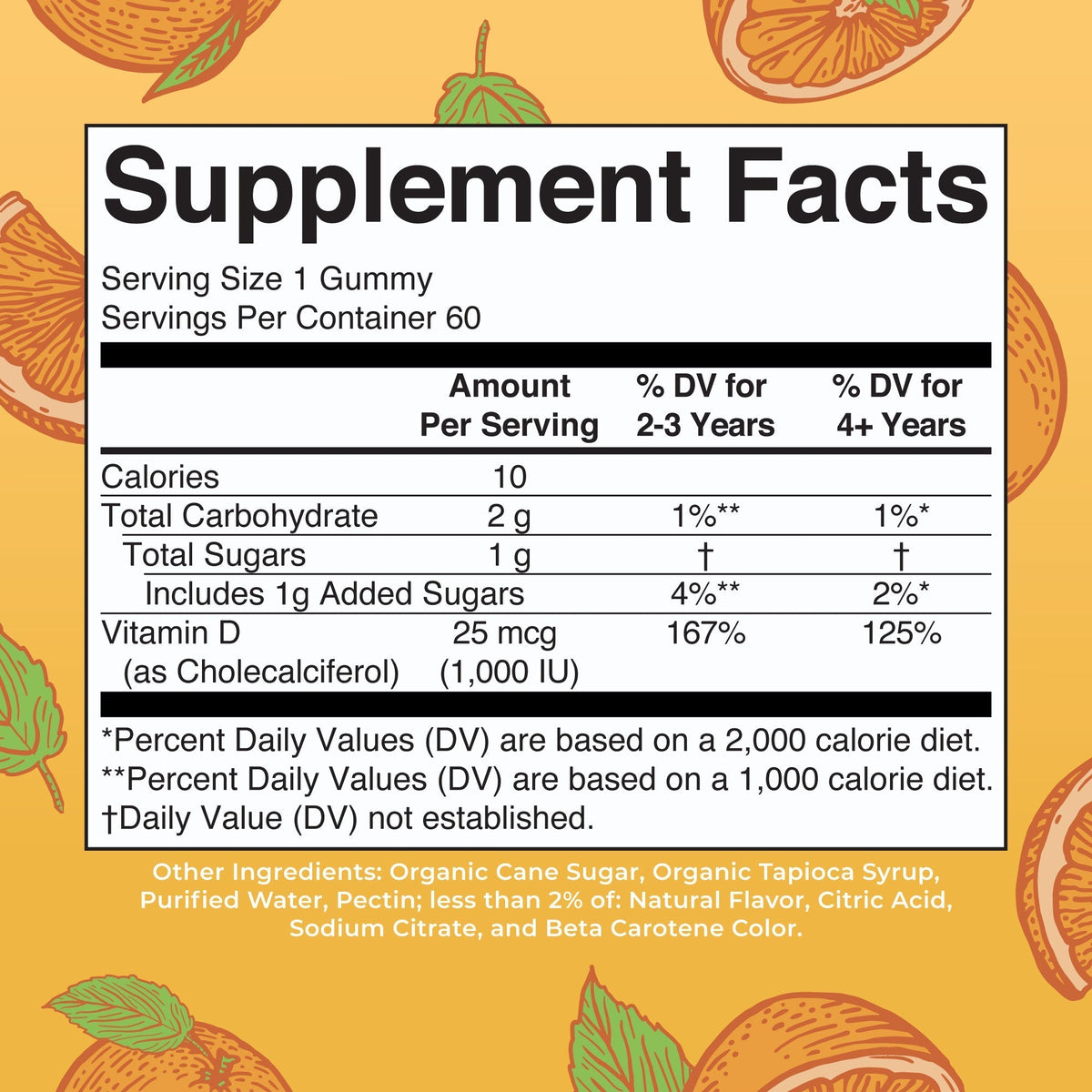 D3 Gummies Supplement Facts