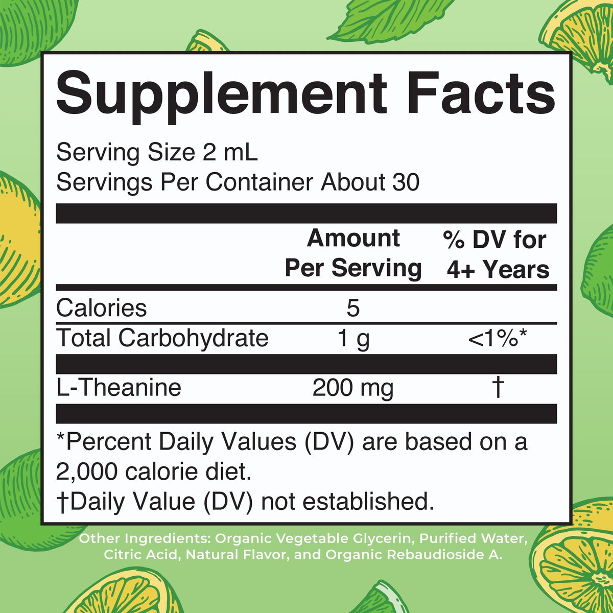 L-Theanine Liquid Drops Supplement Facts