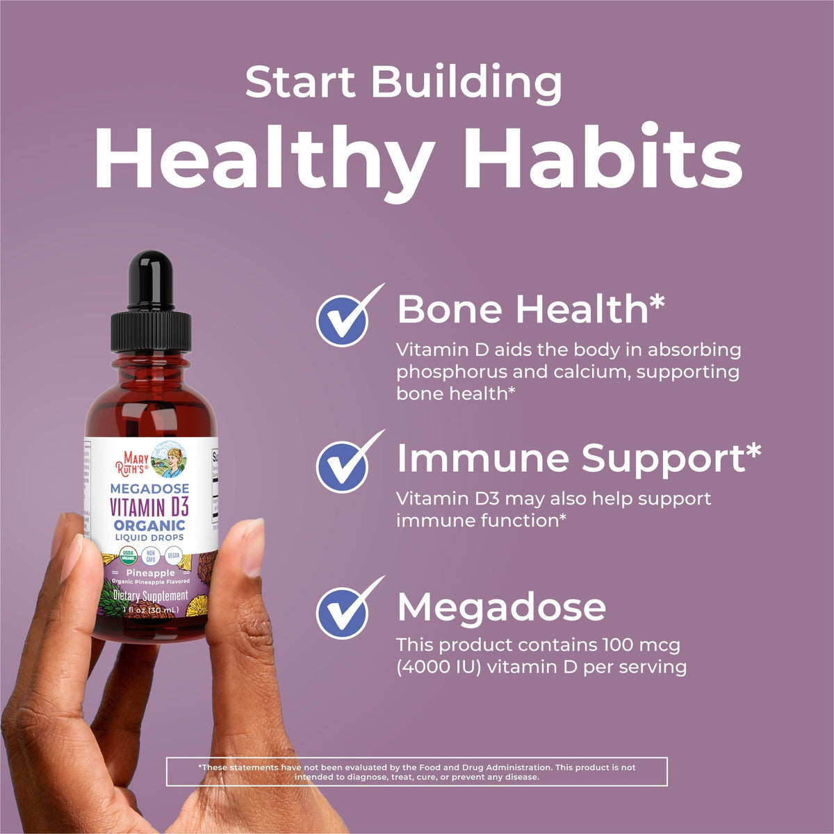 Megadose D3 Organic Liquid Drops 1oz Healthy Habits