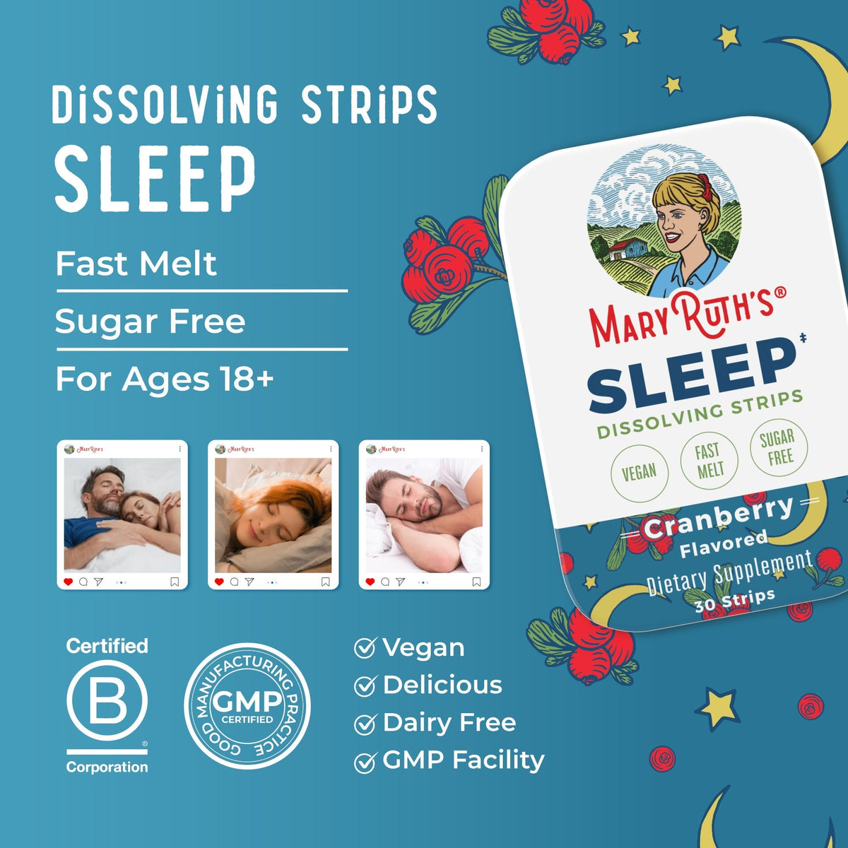 Sleep Dissolving Strips Cranberry Great Flavor Better Benefits