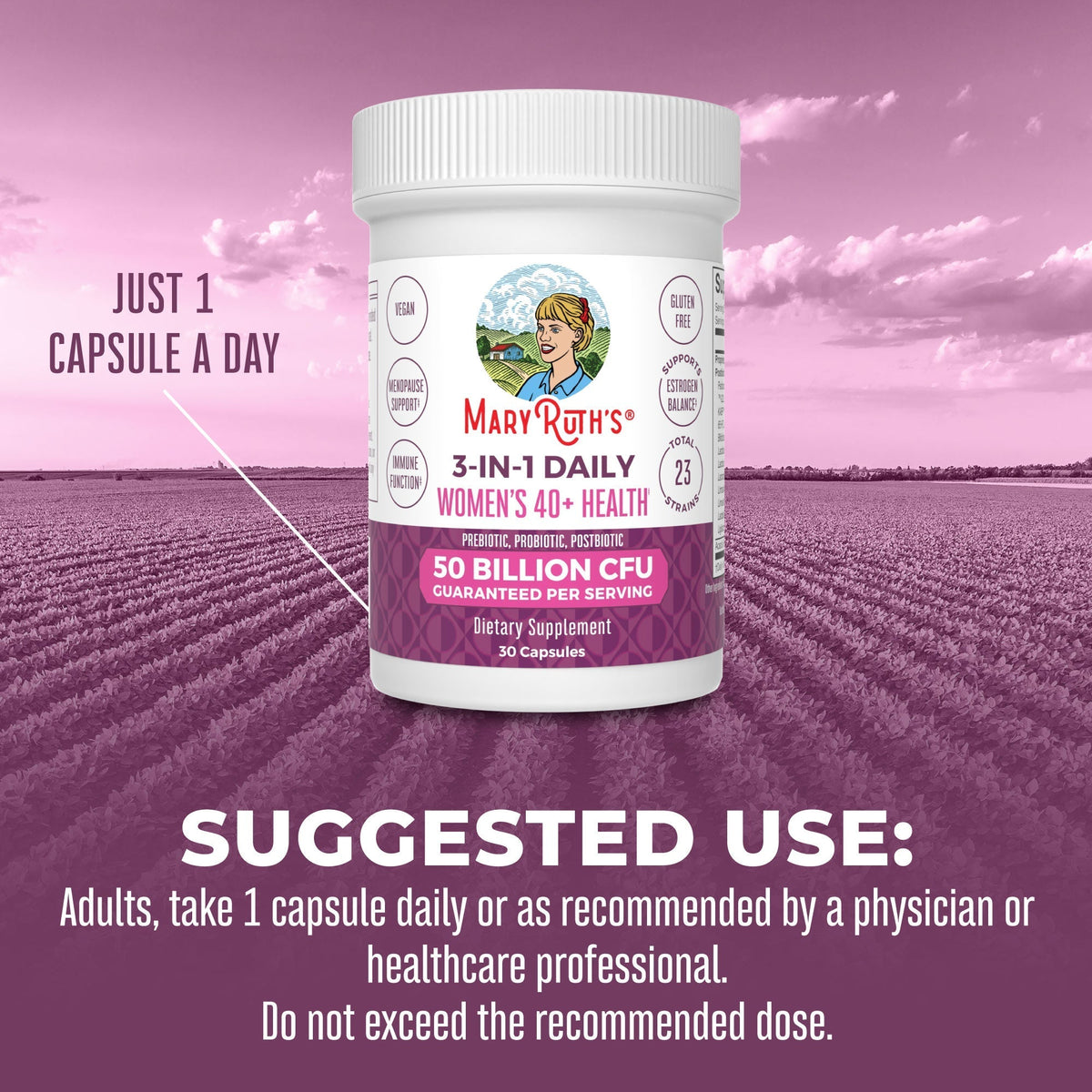 3-in-1 Women's 40+ Daily Health Capsules Suggested Use