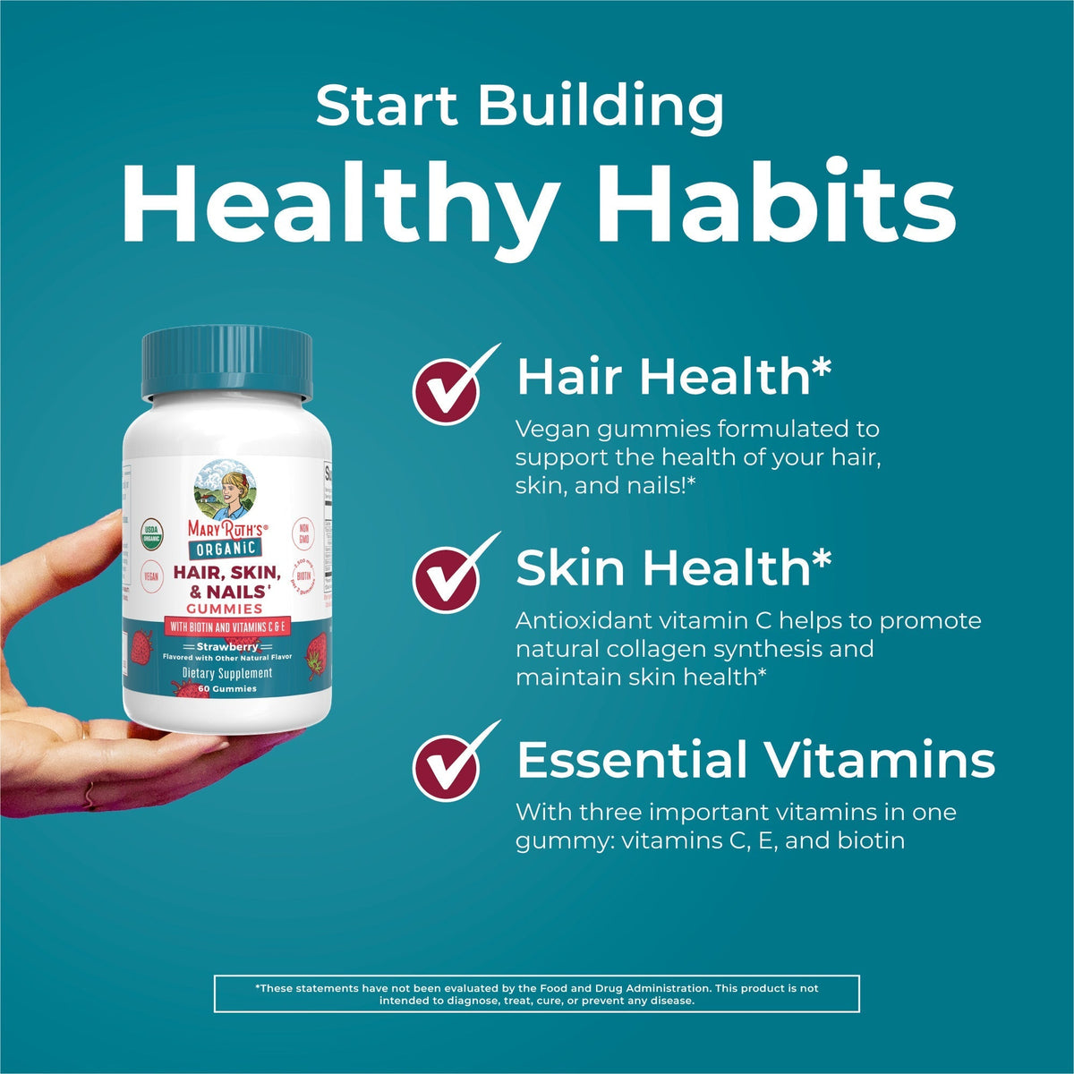 Organic Hair, Skin, & Nails Gummies Healthy Habits