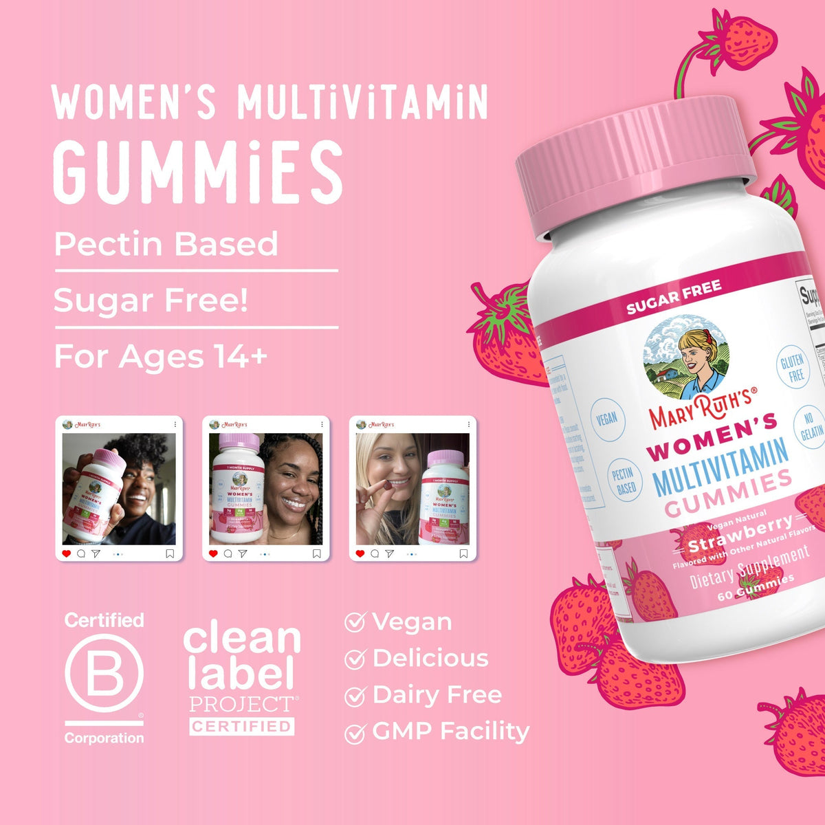 Women’s Multivitamin Gummies (Strawberry) 60 Count Lifestyle Bottle