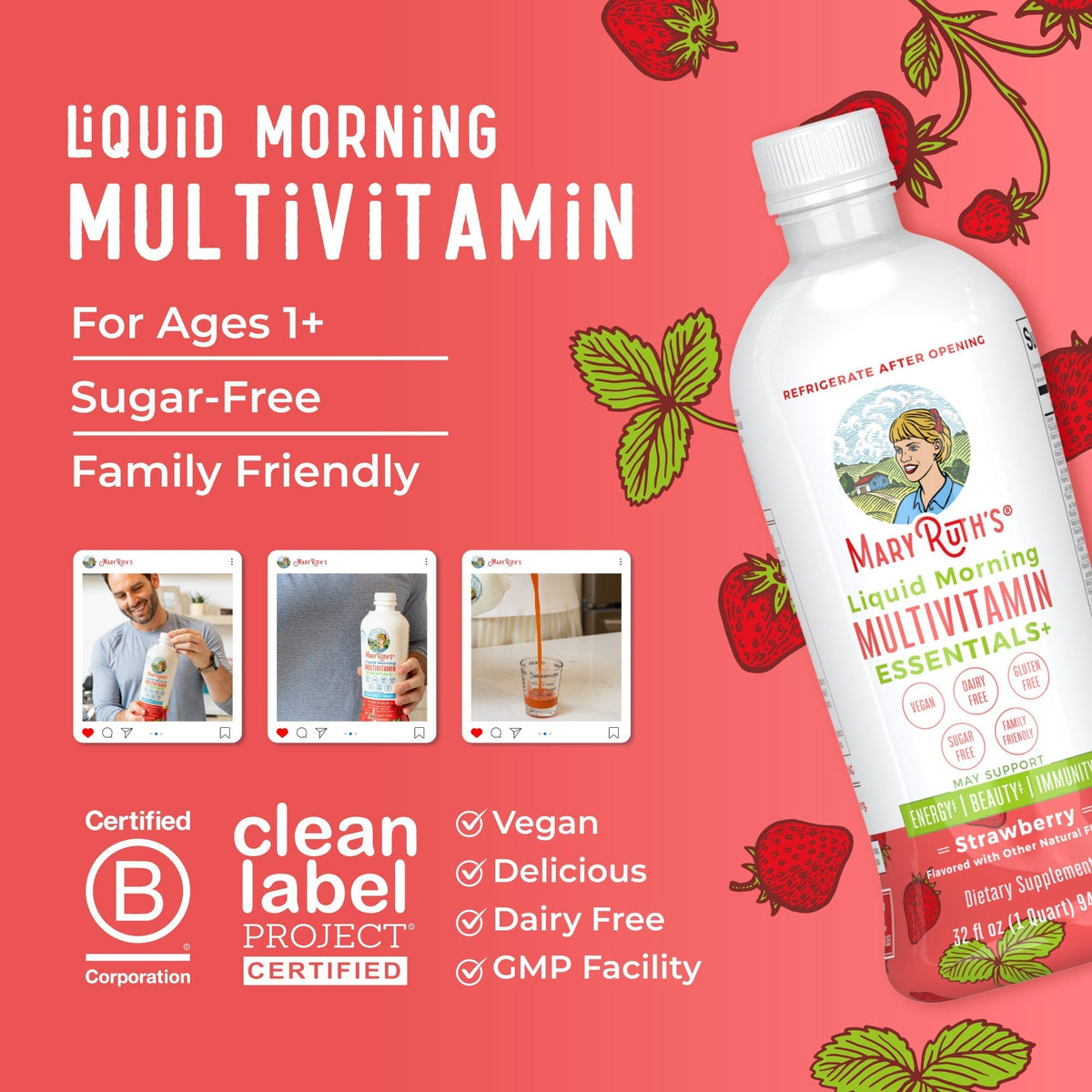 Liquid Morning Multivitamin Essentials+ Strawberry 8