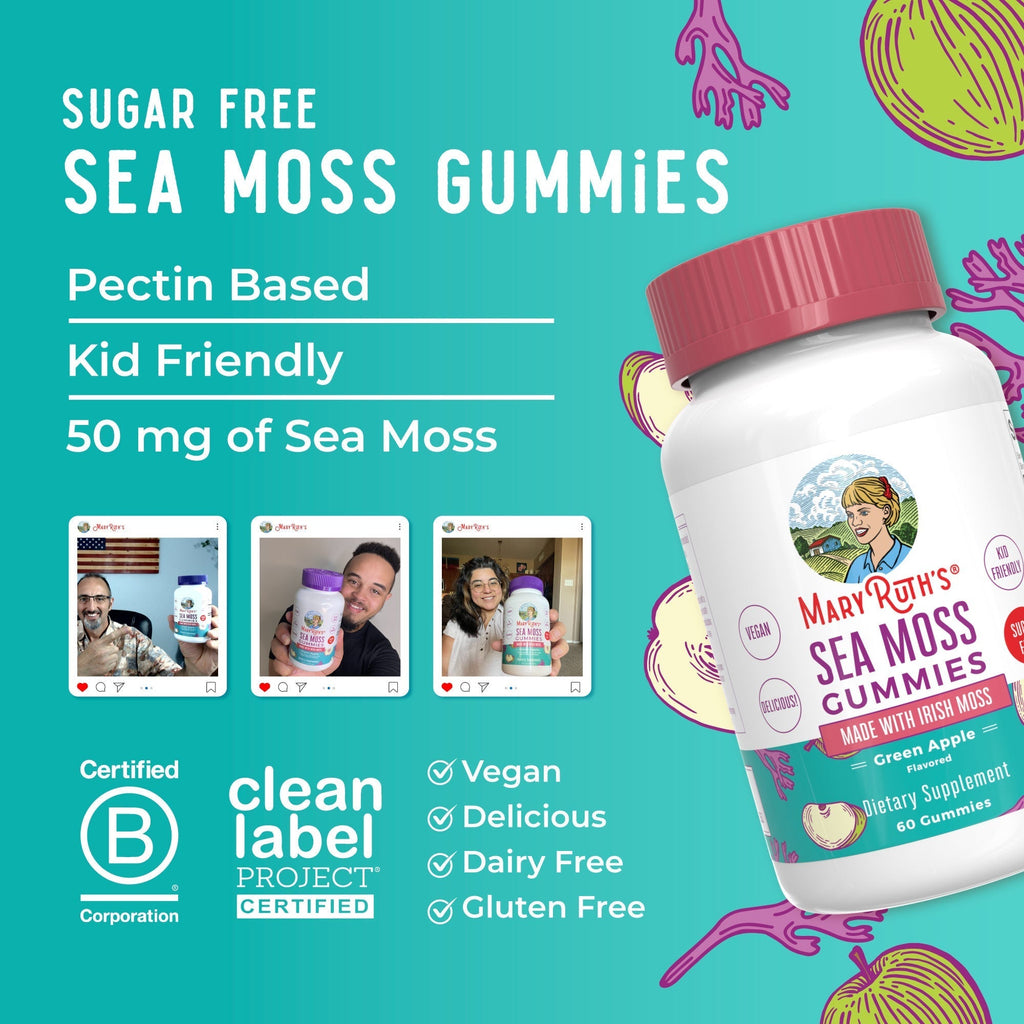 Sea Moss Gummies (Green Apple) 60 count Lifestyle Bottle