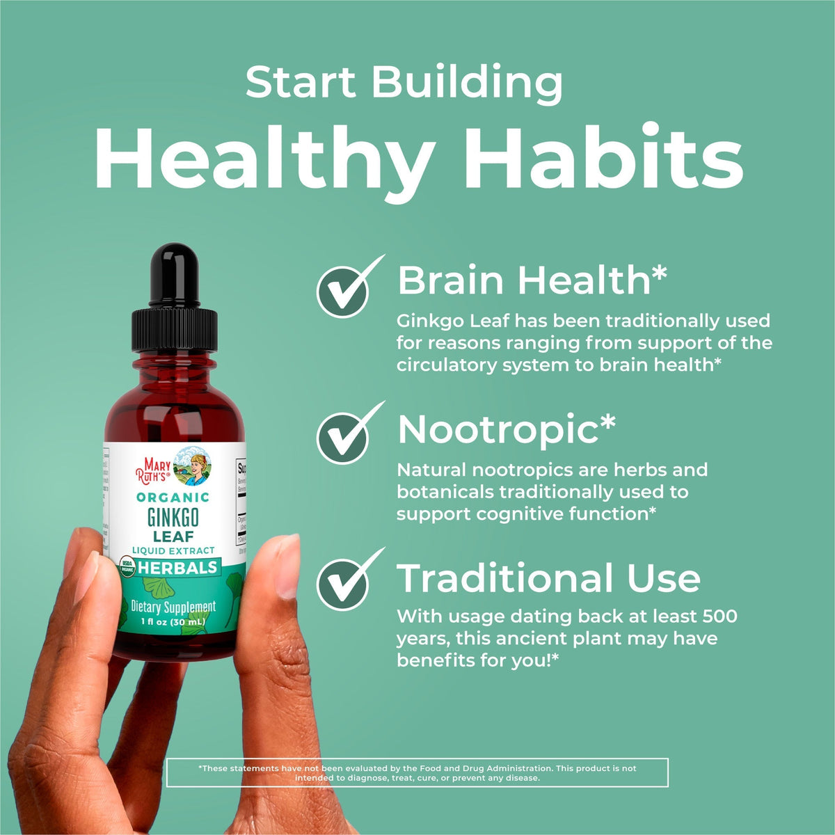 Organic Ginkgo Leaf Liquid Drops Healthy Habits