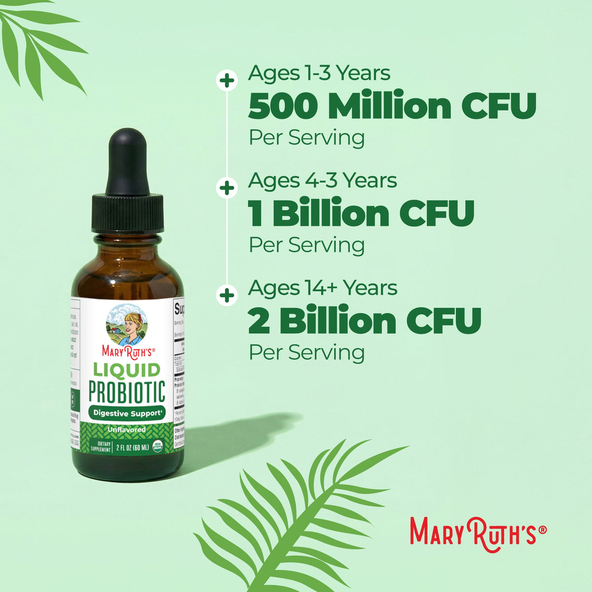 Organic Liquid Probiotic Travel Size 2oz Unflavored Benefits2