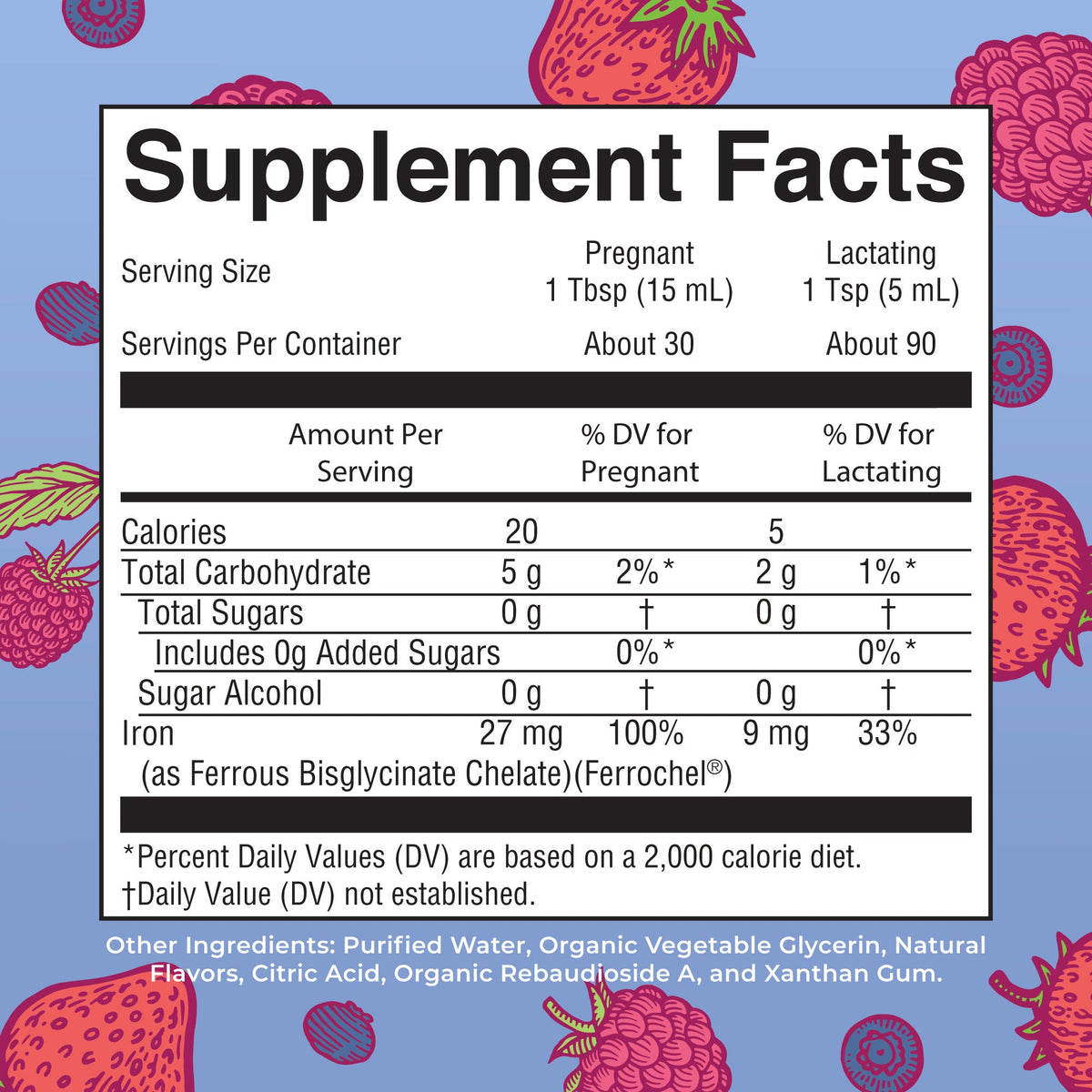 Prenatal & Postnatal Liquid Iron Supplement Facts