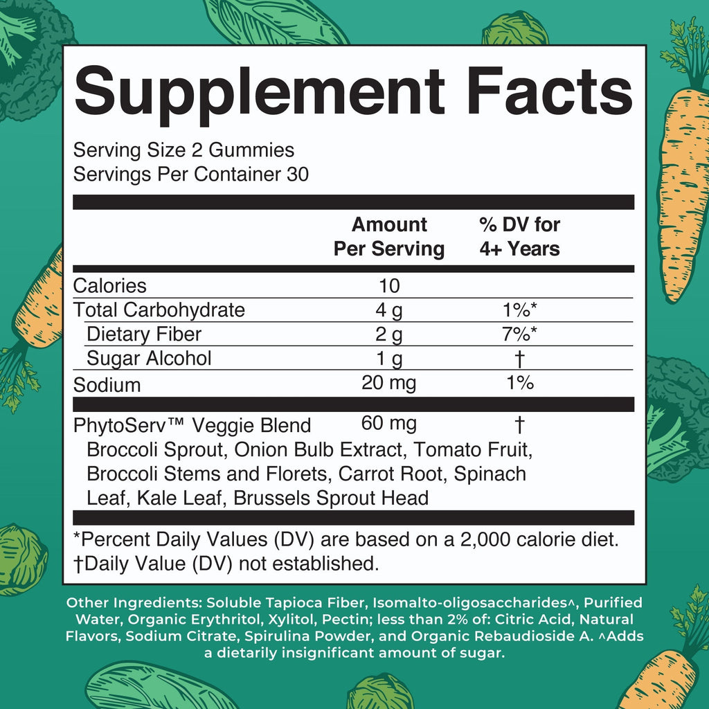 Super Greens Gummies (Lemon Lime Orange) 60 count Supplement Facts