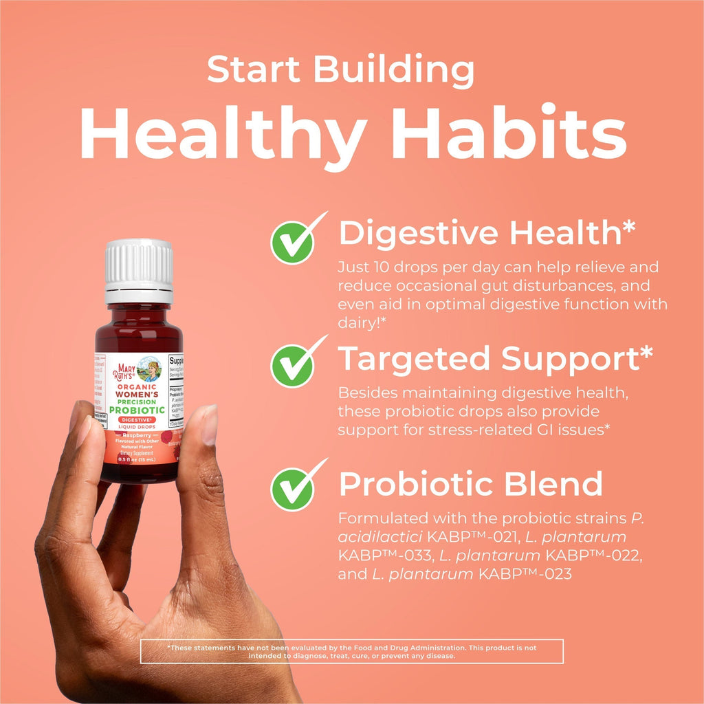 Organic Womens Precision Probiotic Digestive Liquid Drops 0.5oz Raspberry Healthy Habits