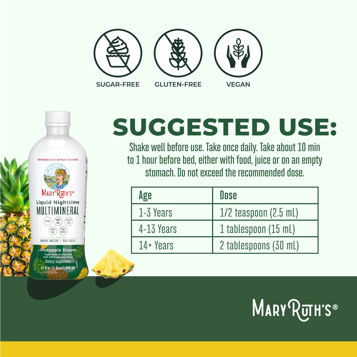 Liquid Nighttime Multimineral Pineapple 32oz Suggested Use