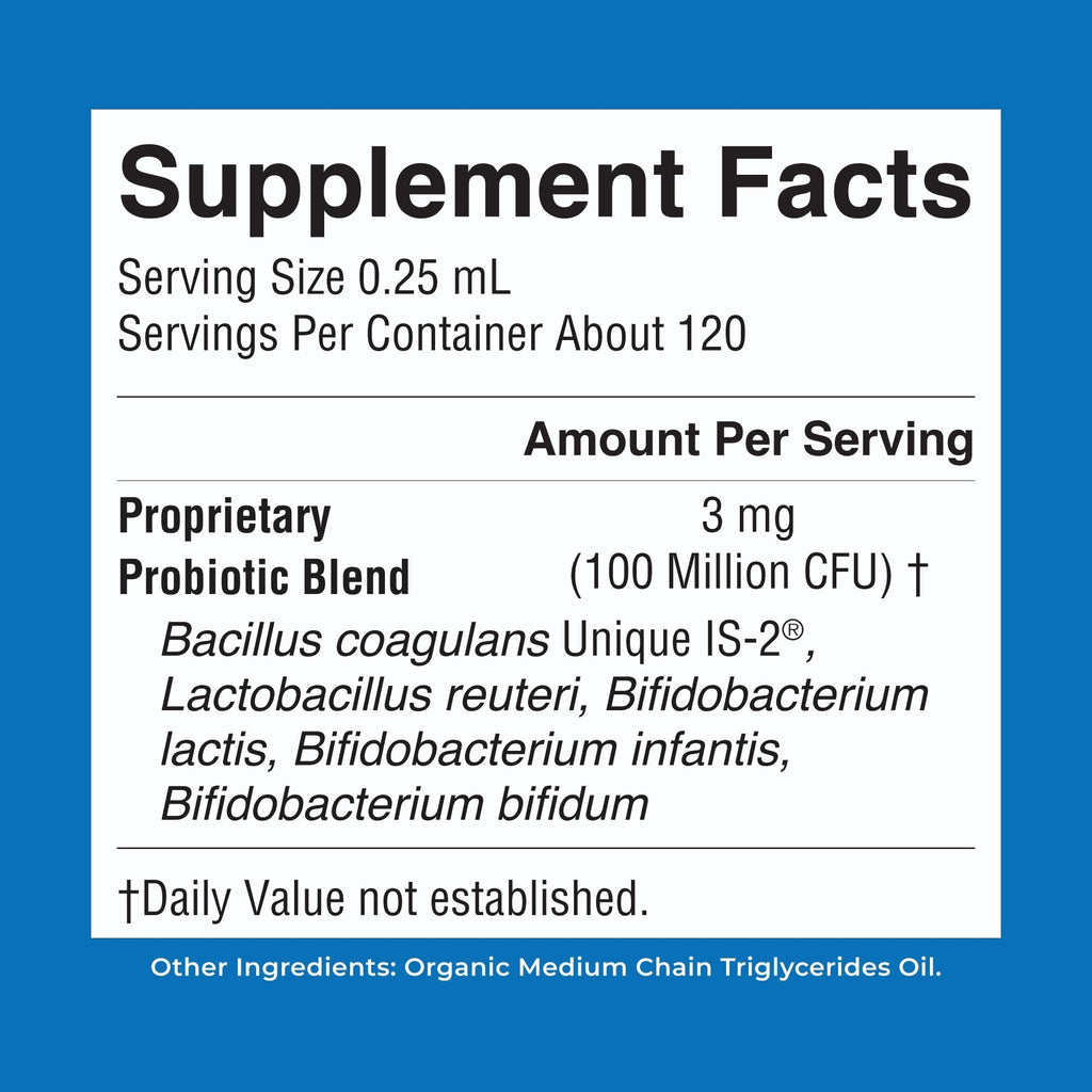 Organic Infant Liquid Probiotic 1oz Unflavored Supplement Facts