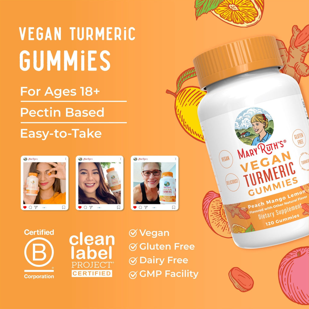 Turmeric Gummies (Peach Mango Lemon) 120 count Lifestyle Bottle