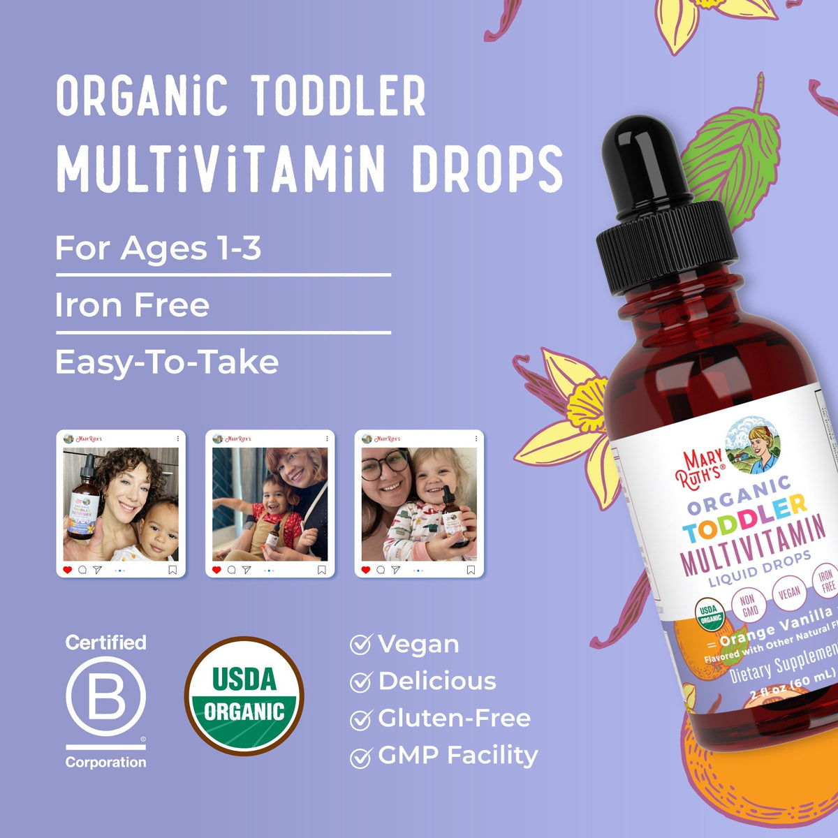 Organic Toddler Multivitamin Liquid Drops Lifestyle Bottle