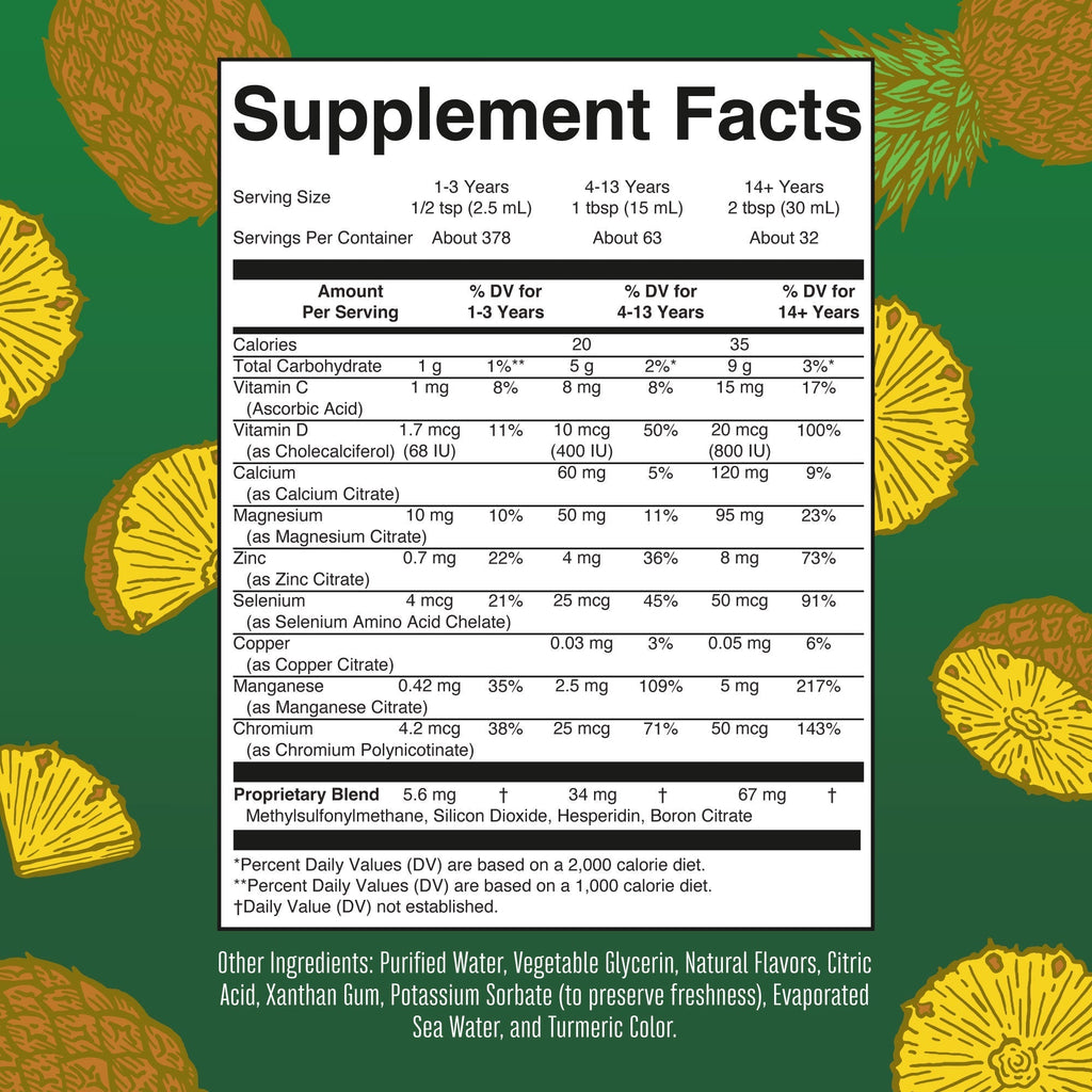 Liquid Nighttime Multimineral 32oz Pineapple Supplement Facts