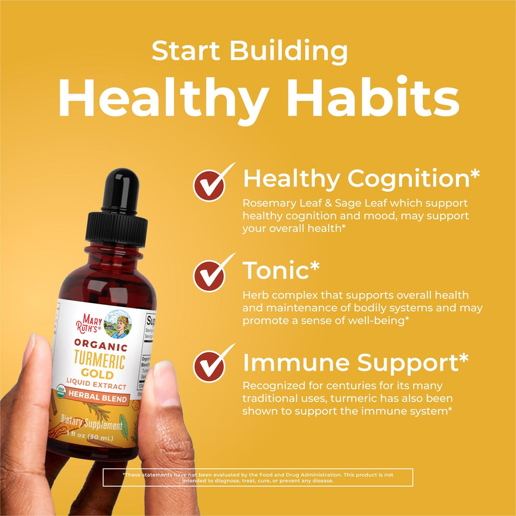 Organic Turmeric Gold Herbal Blend Liquid Drops Healthy Habits