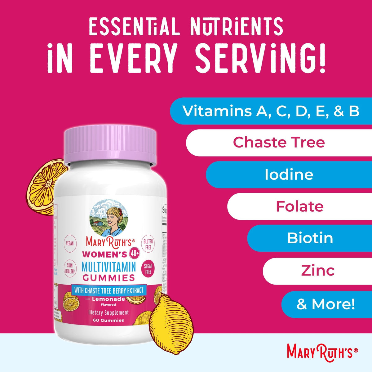 Women’s 40+ Multivitamin Gummies (Lemonade) 60 Count Ingredients