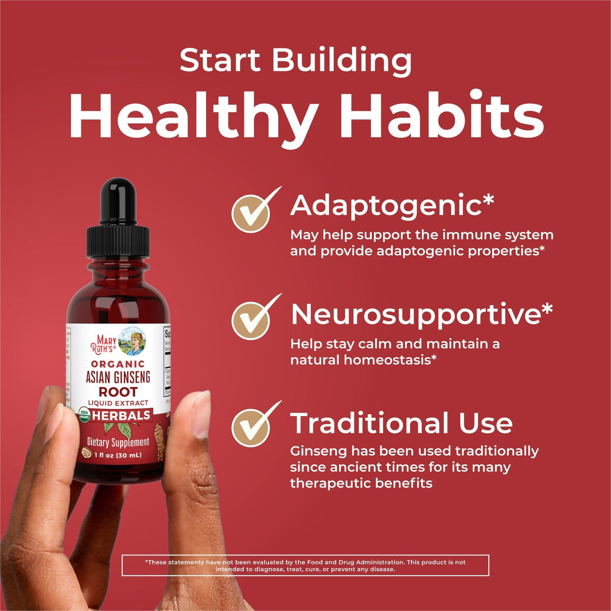 Asian Ginseng Drops, Org, 1 oz Healthy Habits
