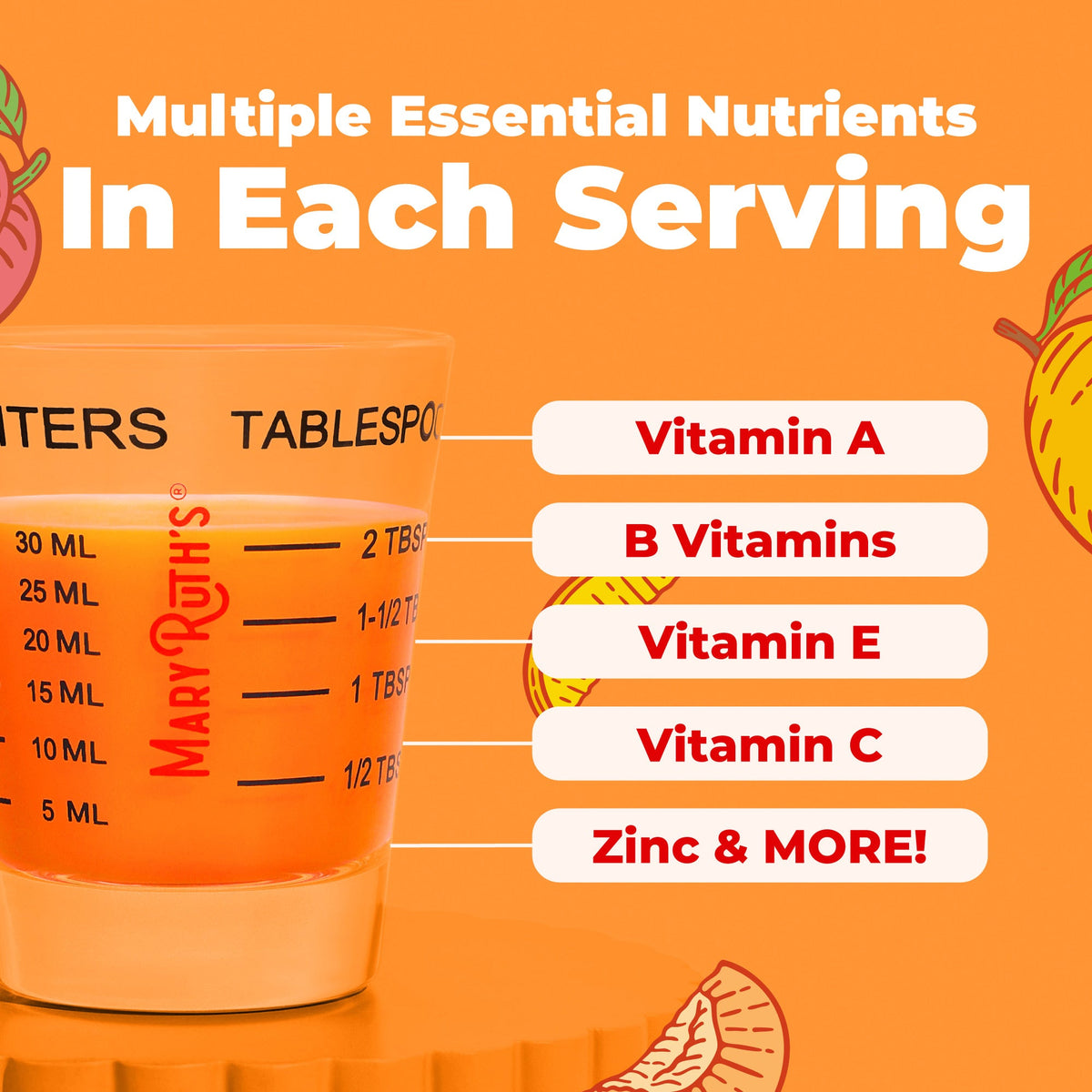Liquid Morning Multivitamin + Hair Growth Travel Pack Peach Mango 1oz Ingredients