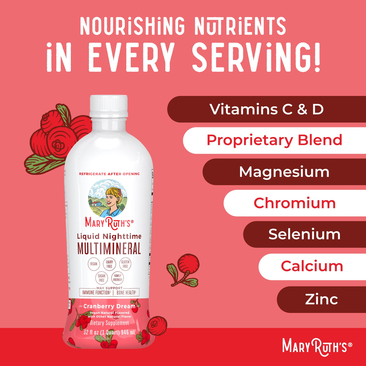 Liquid Nighttime Multimineral Cranberry 32oz Ingredients