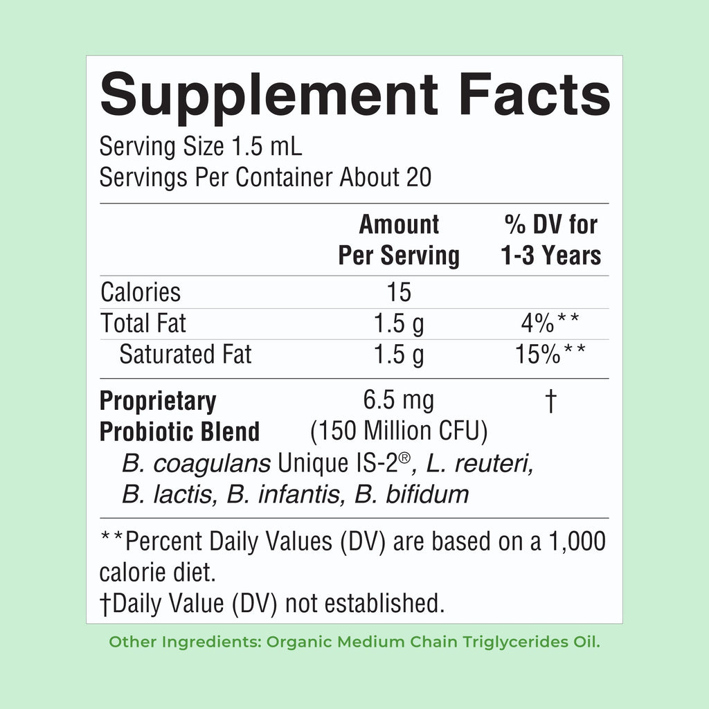 Organic Toddler Liquid Probiotic 1oz Unflavored Supplement Facts