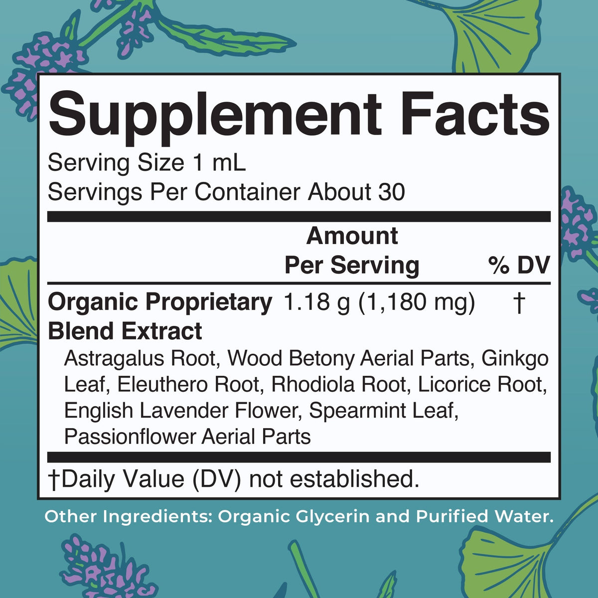 Organic Kids Focus & Attention Liquid Drops 1oz Supplement Facts