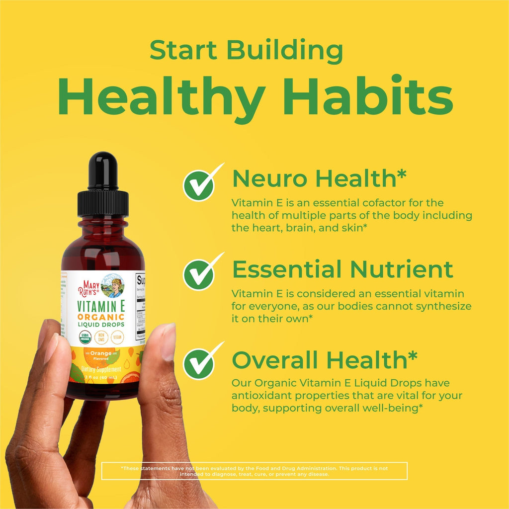 Vitamin E Organic Liquid Drops (Orange) 2 oz Healthy Habits