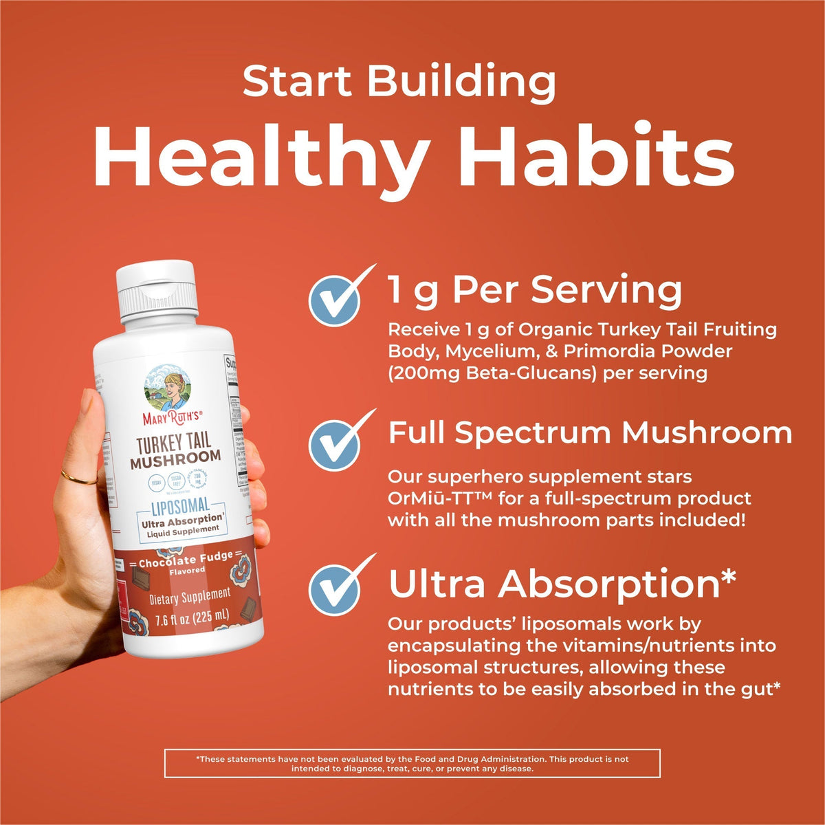 Turkey Tail Mushroom Liposomal 7oz Chocolate Fudge Healthy Habits