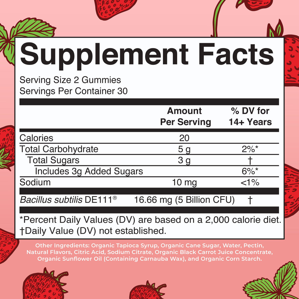 Organic Probiotic Gummies Supplement Facts