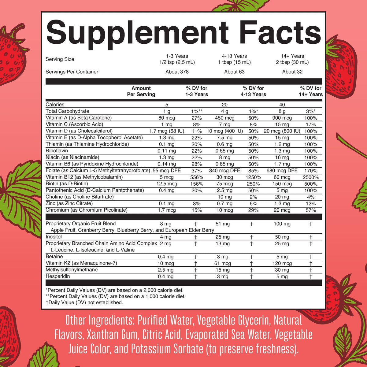 Liquid Morning Multimineral Essentials 32oz Strawberry Supplement Facts