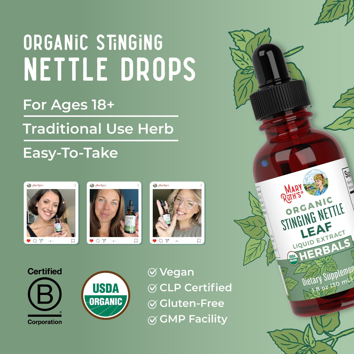 Organic Stinging Nettle Leaf Liquid Drops Lifestyle Bottle