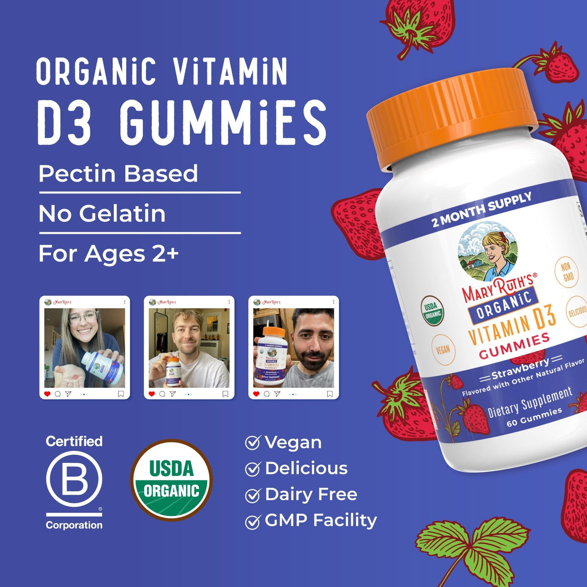 Organic Vitamin D3 Gummies Lifestyle Bottle