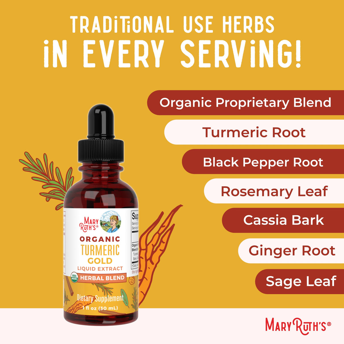 Organic Turmeric Gold Herbal Blend Liquid Drops Ingredients