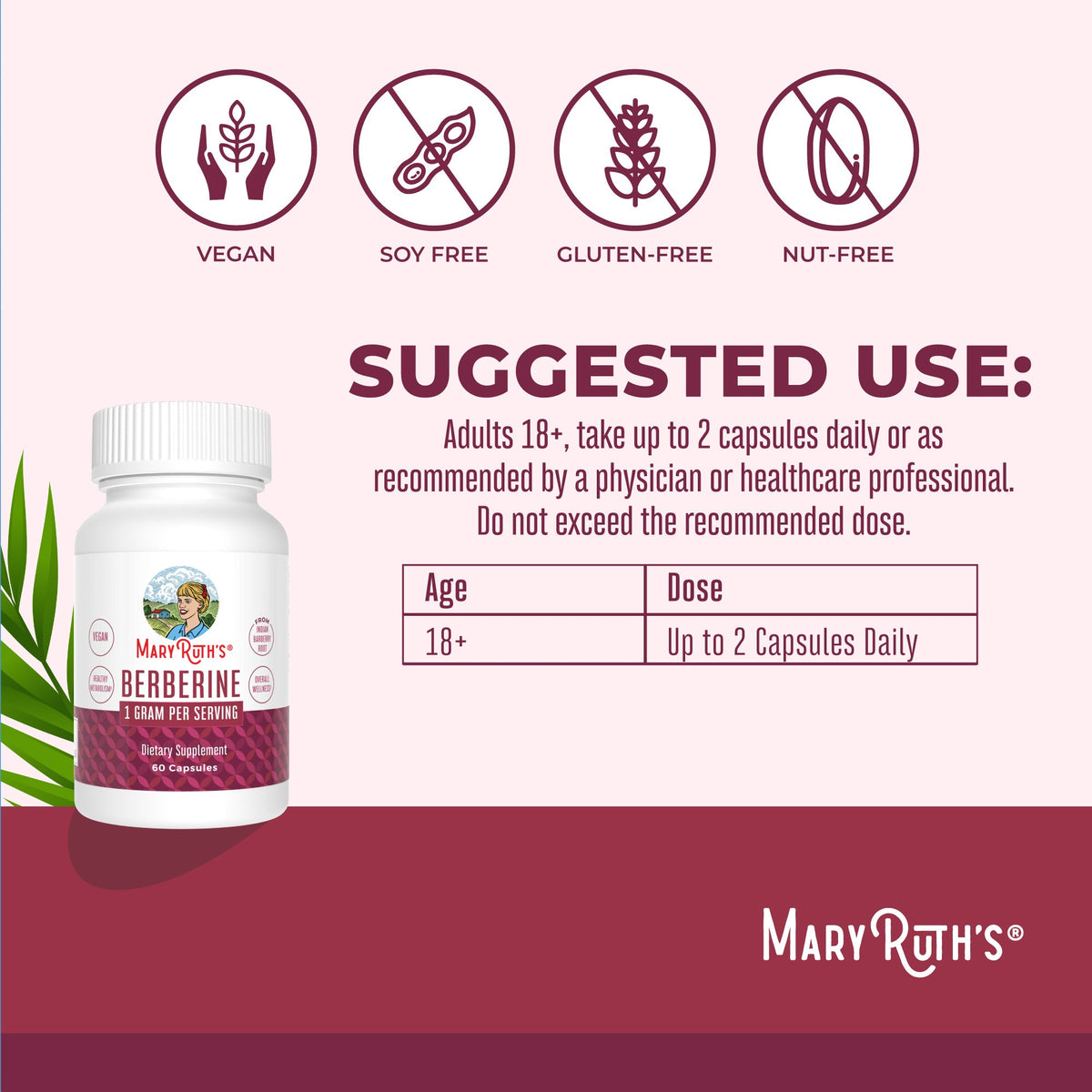 Berberine Capsules 60CT Suggested Use