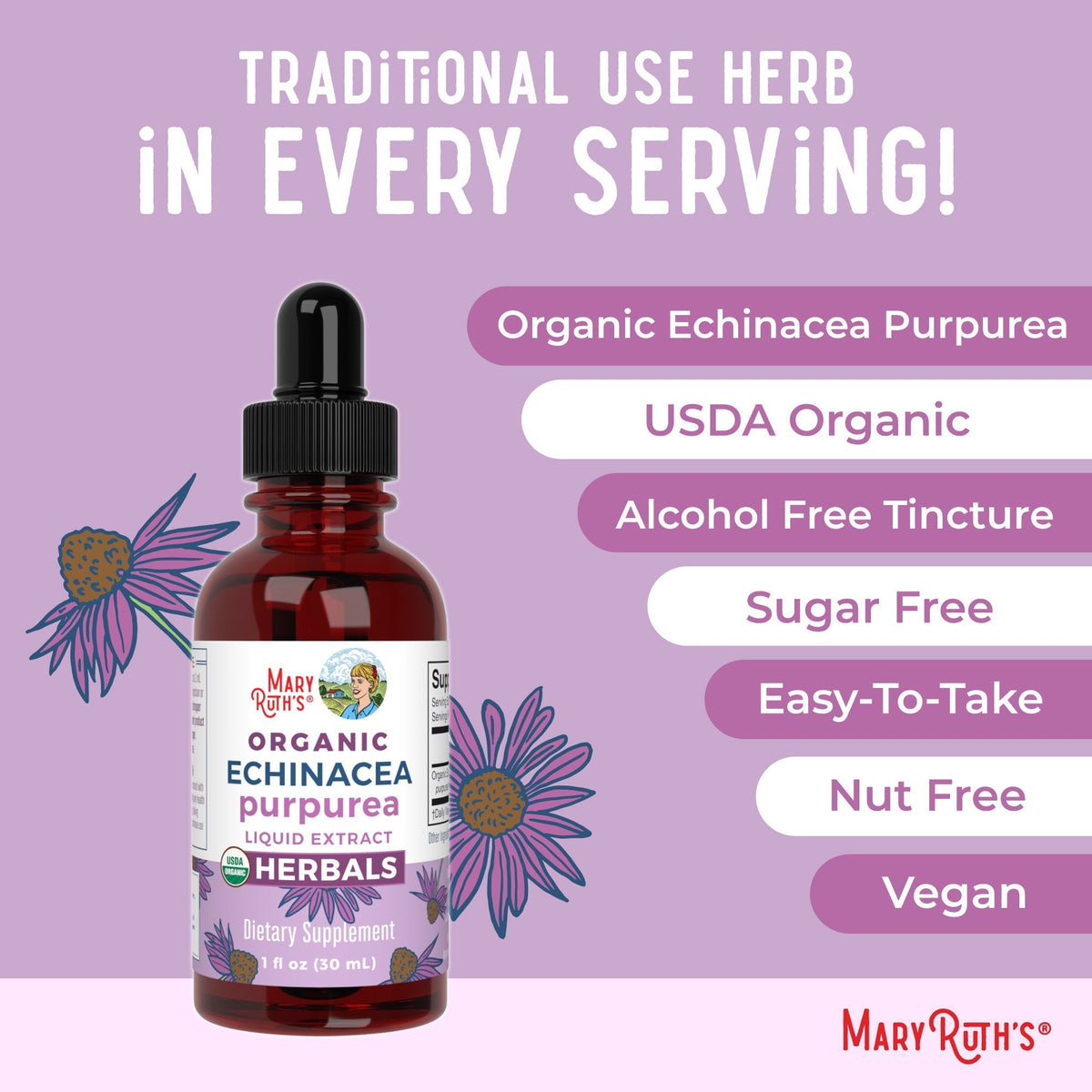 Organic Echinacea Purpurea Herbal Liquid Drops Ingredients