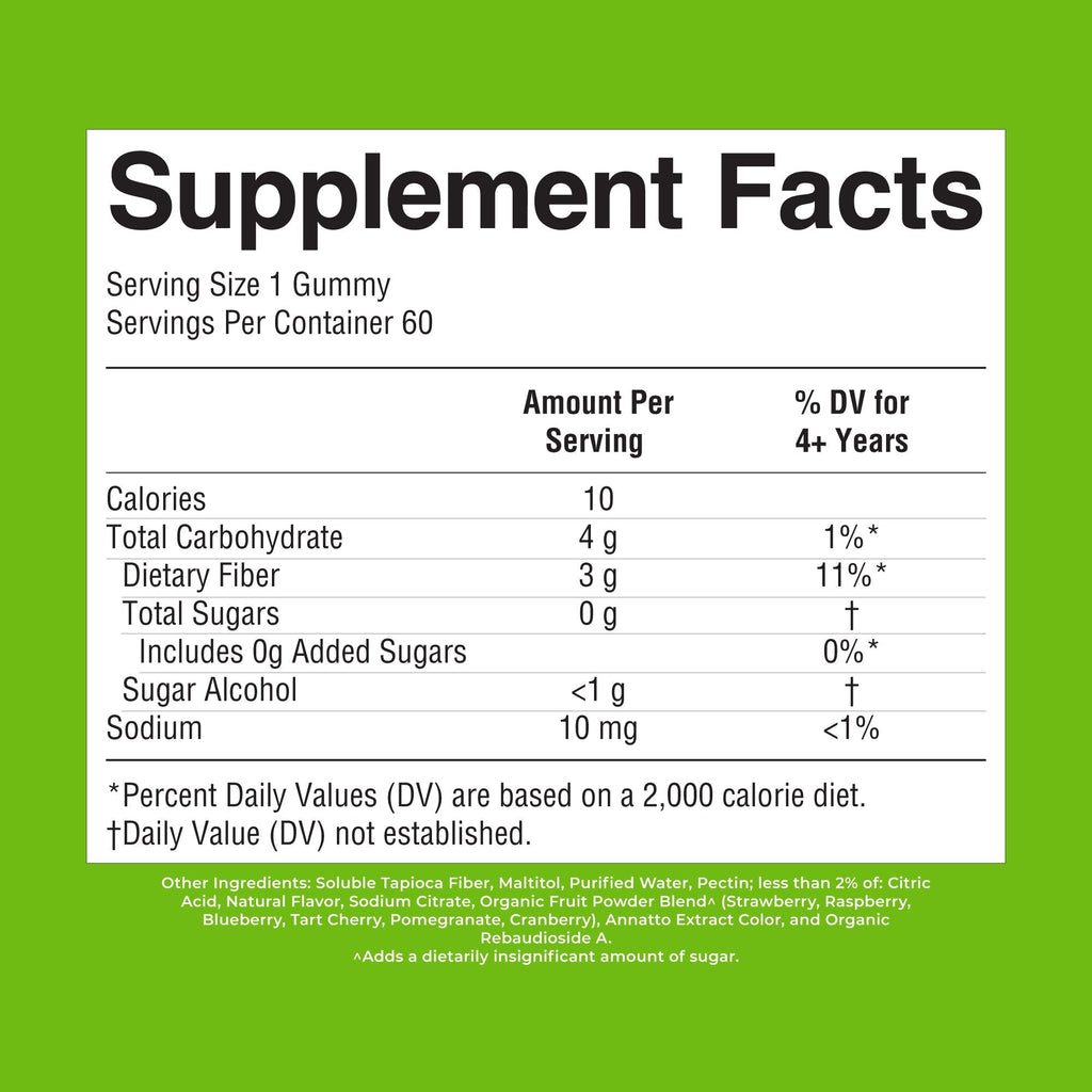 Kids Fiber Gummies Papaya 60ct Supplement Facts