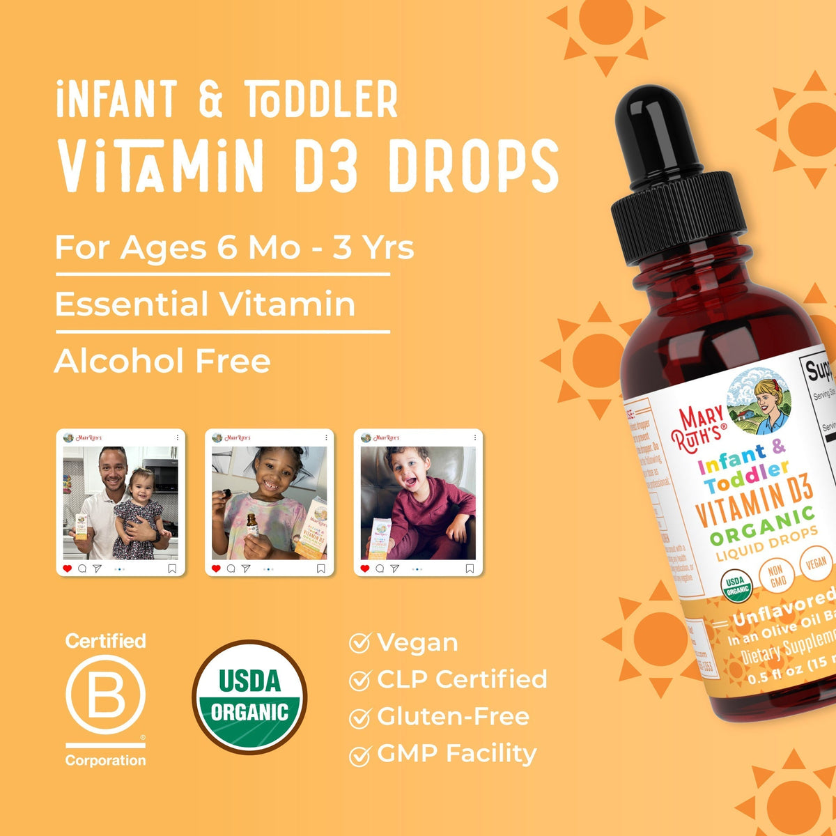Infant & Toddler Vitamin D3 Organic Liquid Drops 8