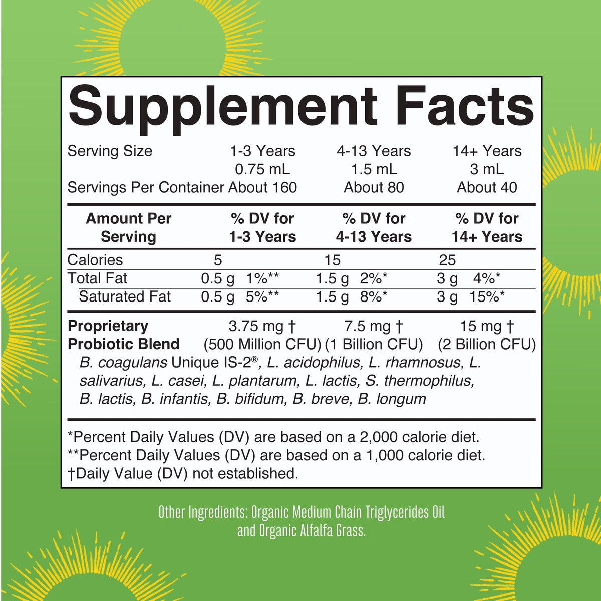 Organic Liquid Probiotic 4oz Supplement Facts
