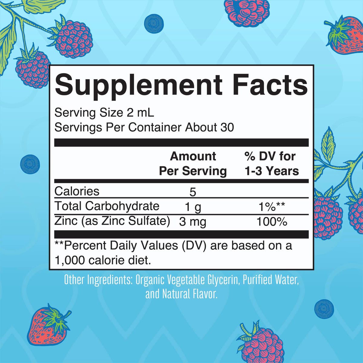 Organic Toddler Ionic Zinc Liquid Drops Supplement Facts