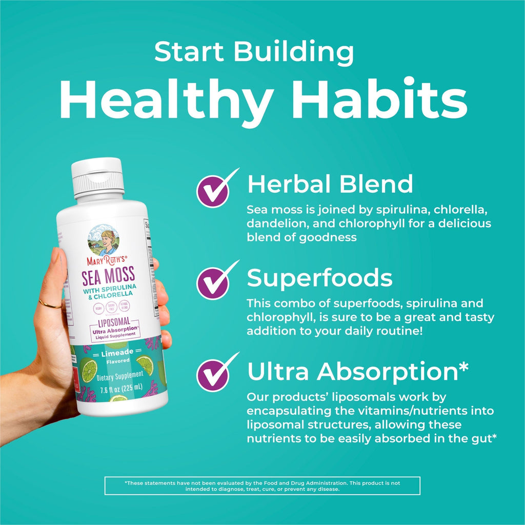 Sea Moss Spirulina Chlorella Liposomal 7oz Limeade Healthy Habits
