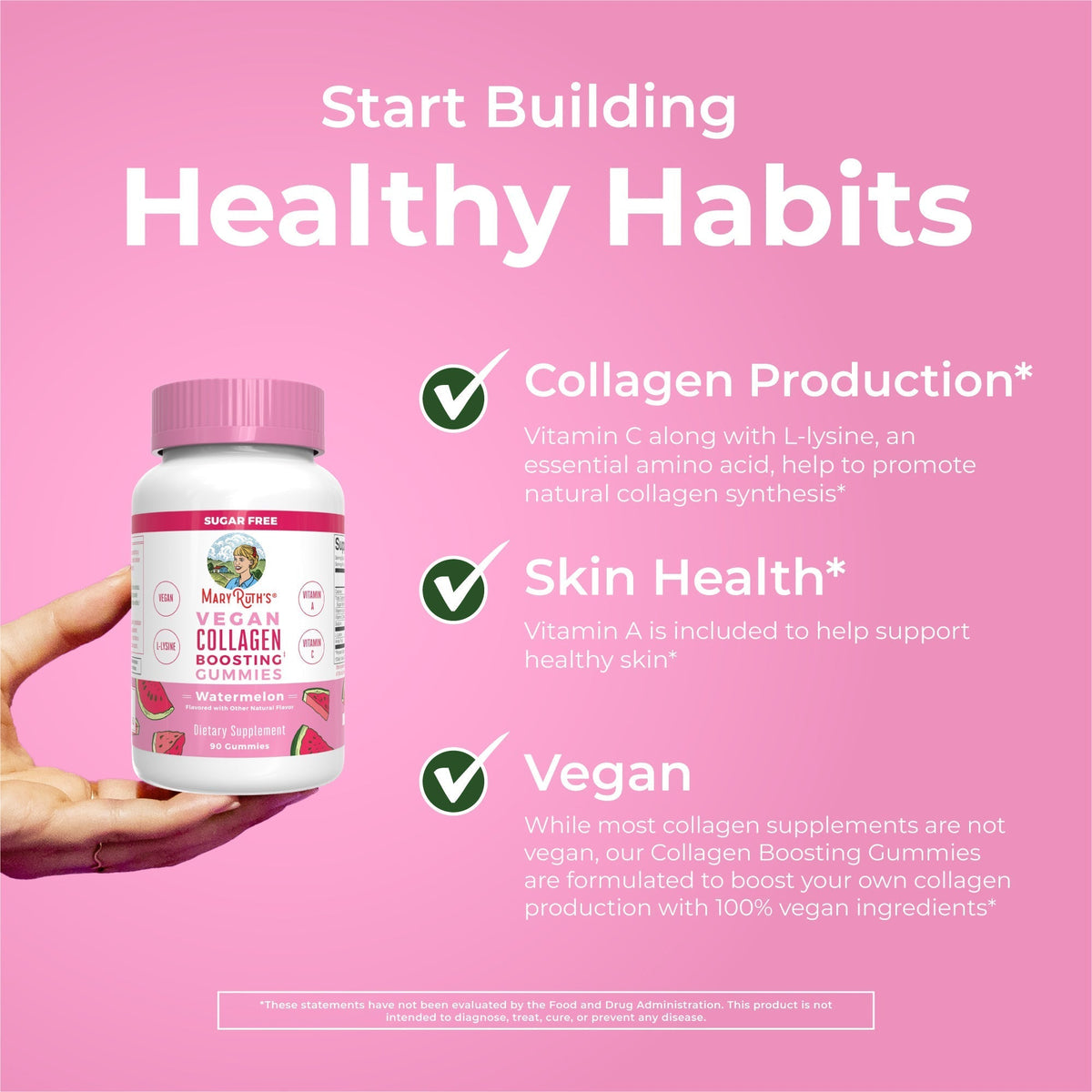 Vegan Collagen Boosting Gummies (Watermelon) 90 Count Healthy Habits