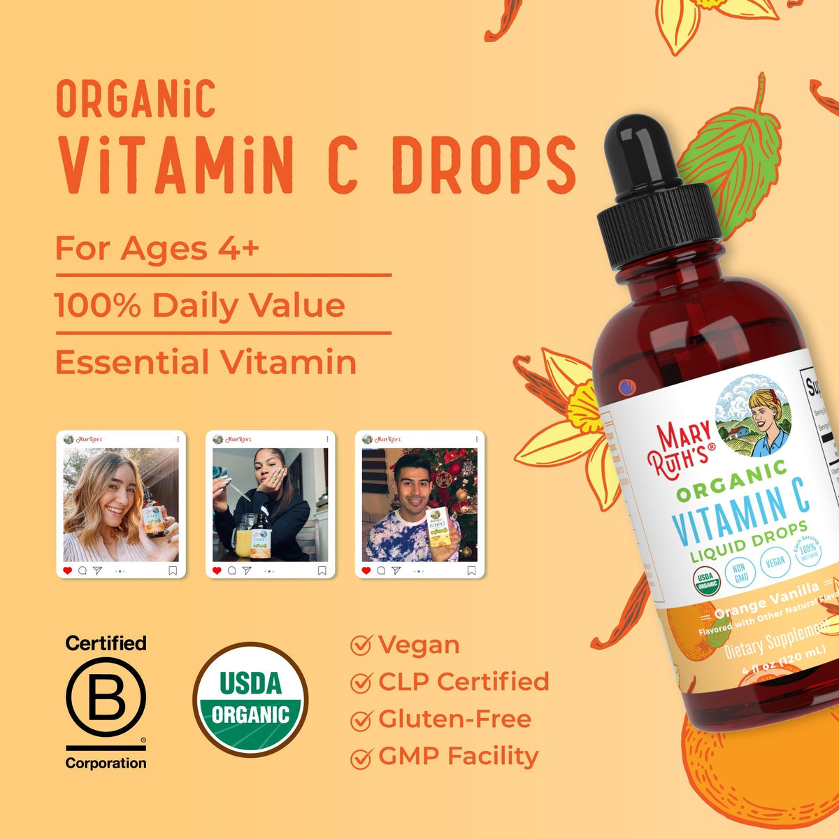 Organic Vitamin C Liquid Drops Lifestyle Bottle