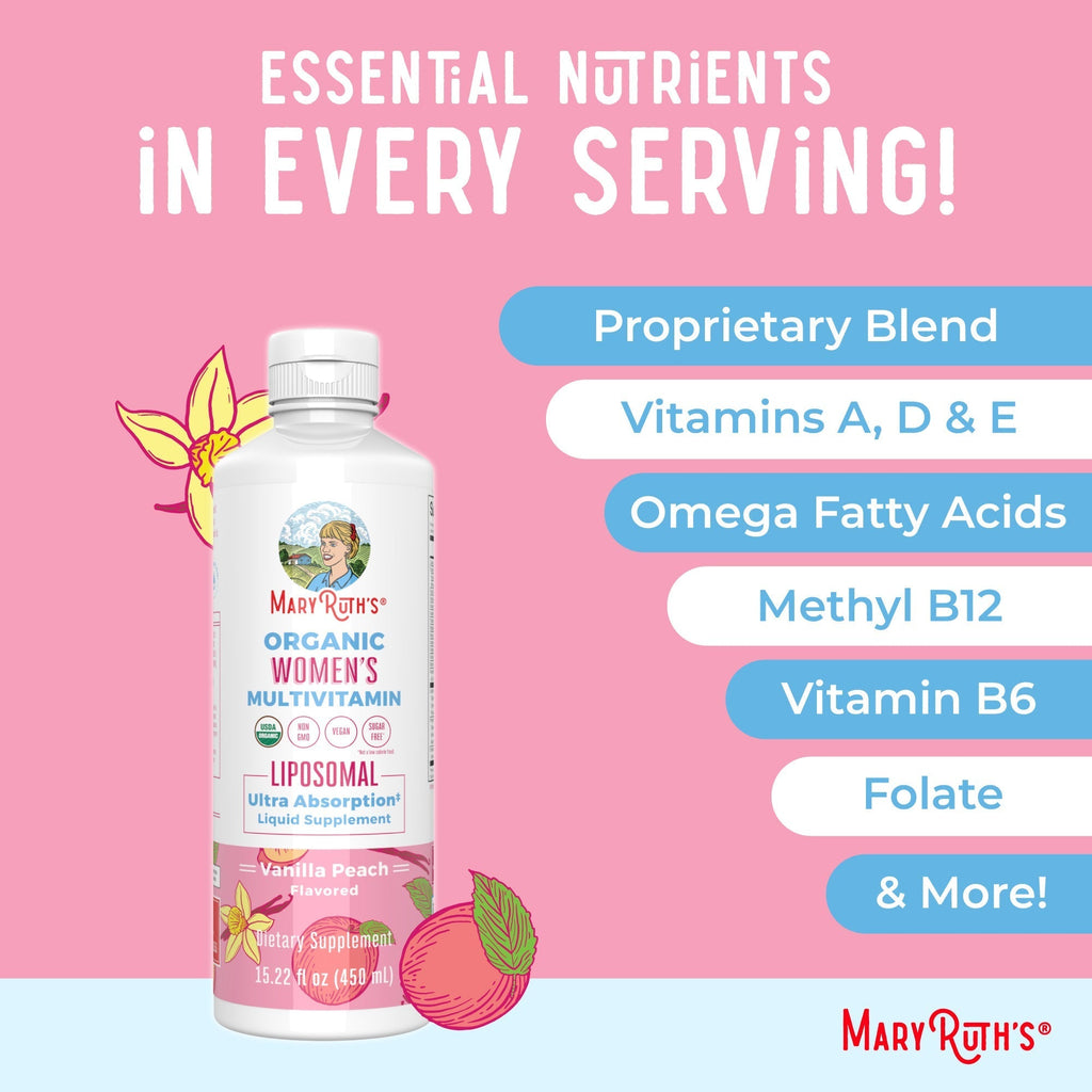 Women’s Organic Multivitamin Liposomal (Vanilla Peach) 15 oz Ingredients