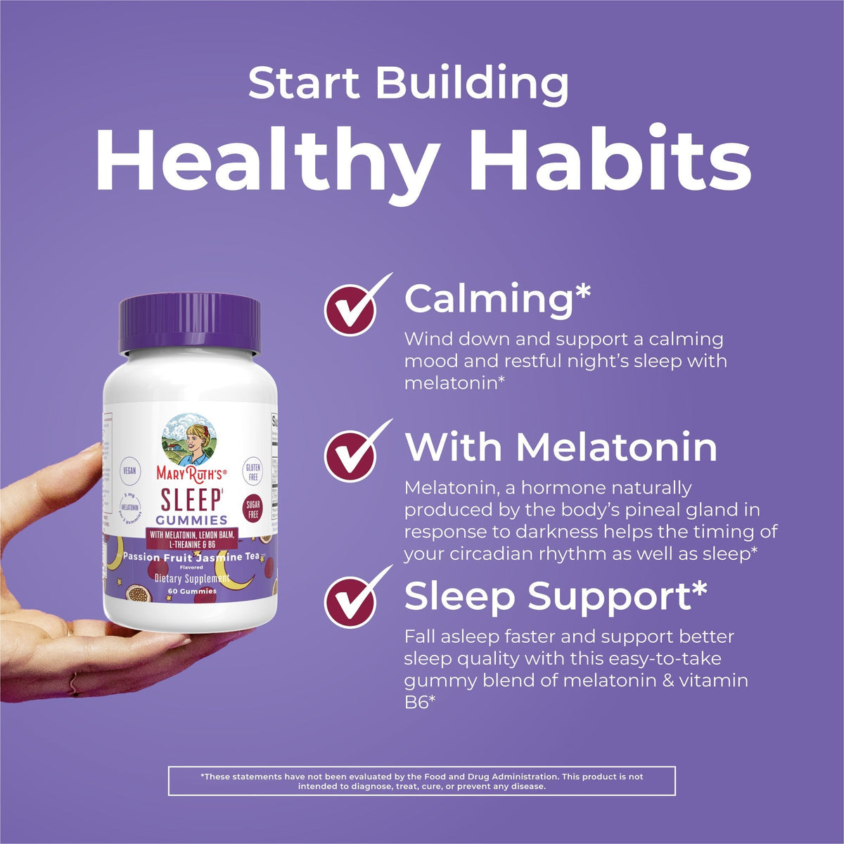 Melatonin Sleep Gummies Passion Fruit Jasmine Tea 60ct Healthy Habits