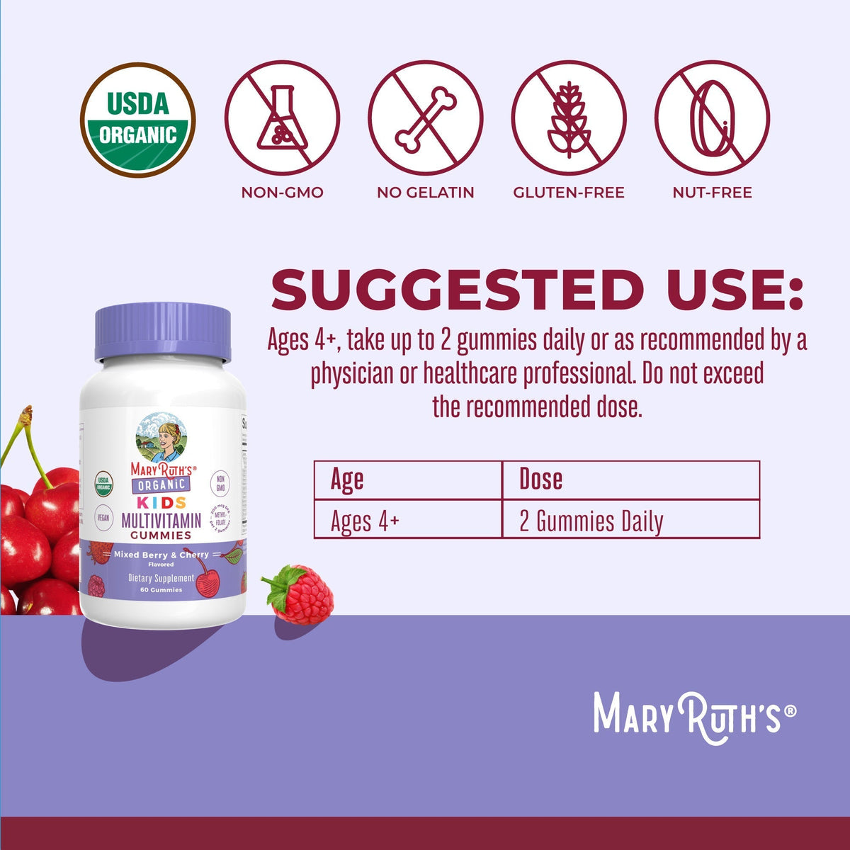 Organic Kids Multivitamin Gummies Suggested Use