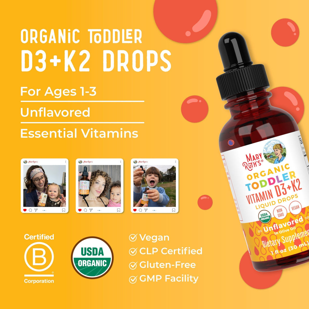 Toddler Vitamin D3+K2 Liquid Drops (Unflavored) 1 oz Lifestyle Bottle