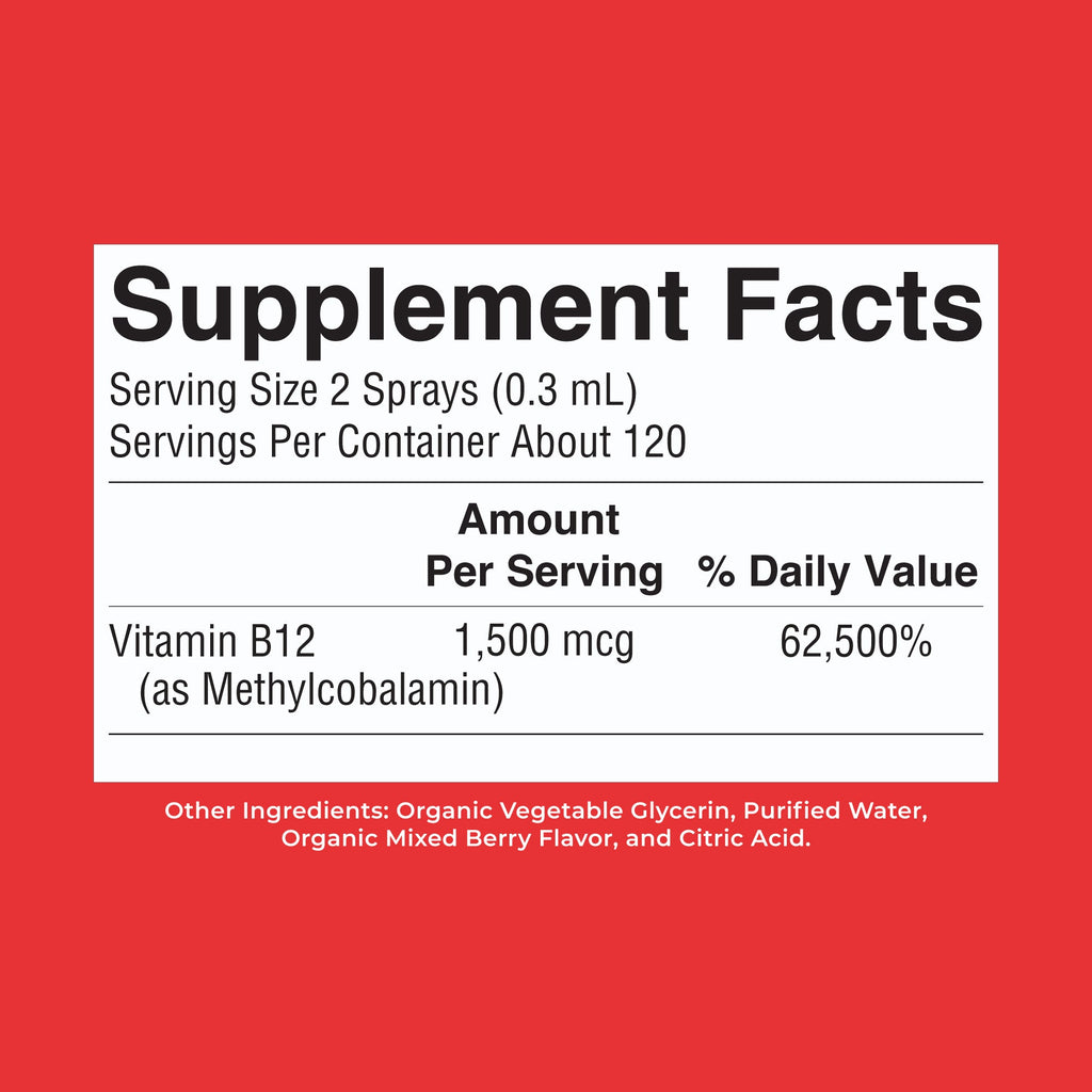 Methyl B12 Organic Spray 1oz Berry Supplement Facts