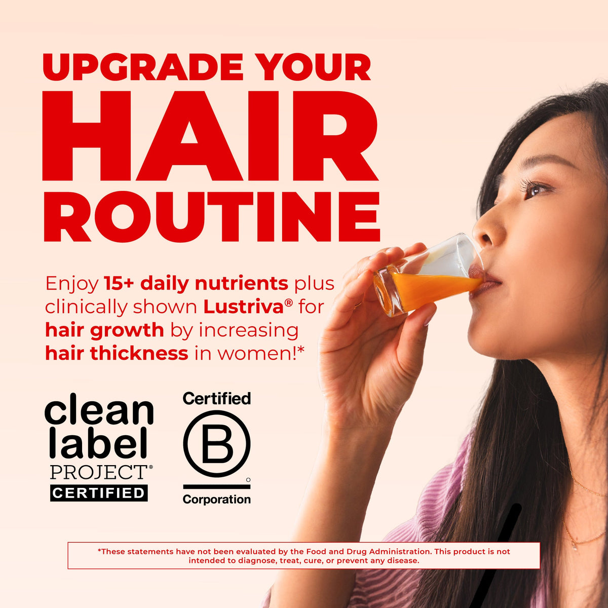 Liquid Morning Multivitamin + Hair Growth 15oz Peach Mango Upgrade Your Routine