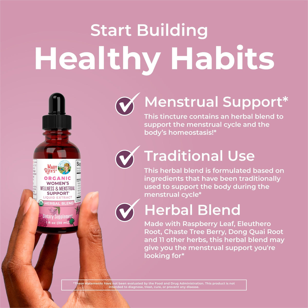 Organic Women's Wellness & Menstrual Support Liquid Drops Healthy Habits